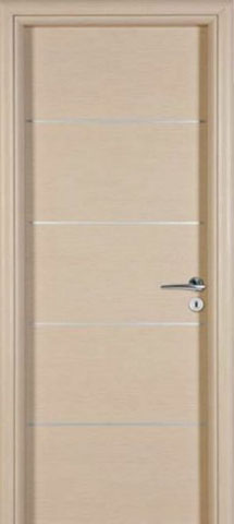 3. εσωτερικη πορτα inox. laminate μπεζ με inox οριζοντιες γραμμες