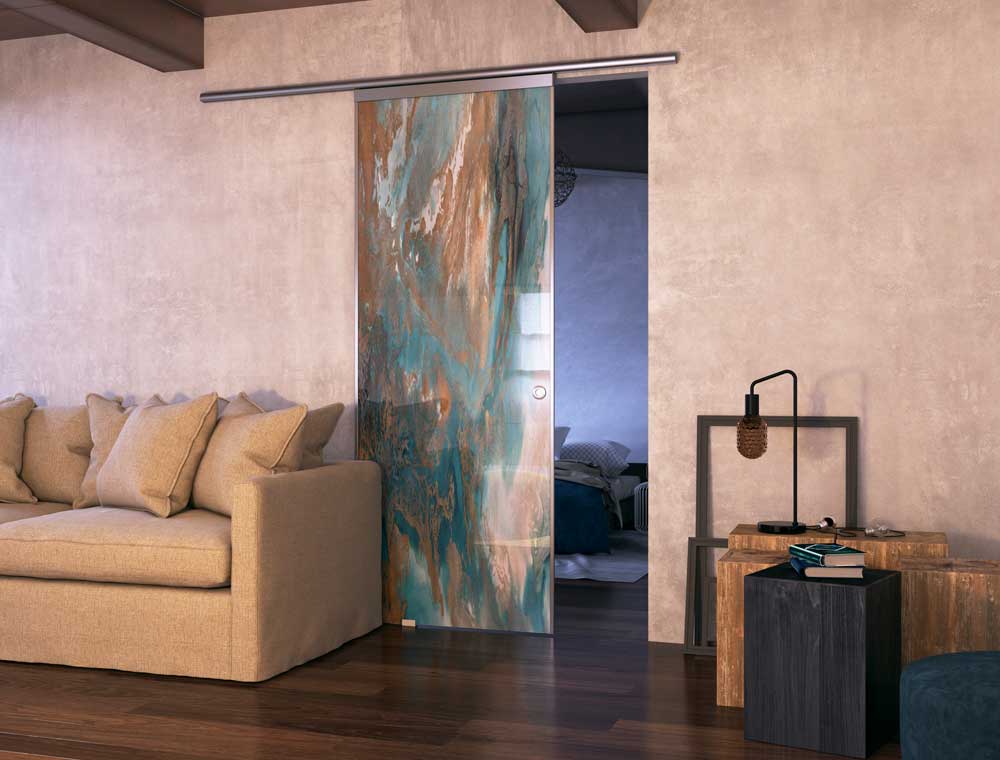 πολύχρωμη μοντέρνα συρόμενη πόρτα